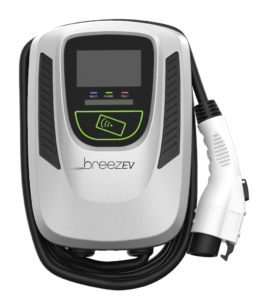 A white and black electric car charger