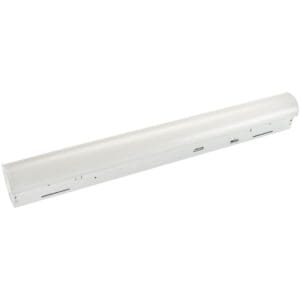 A white plastic bar with two rows of holes.