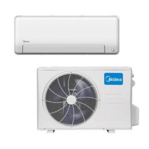 Wall-mounted and outdoor air conditioning units.