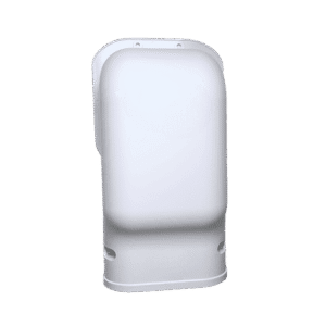 White plastic cover on black background